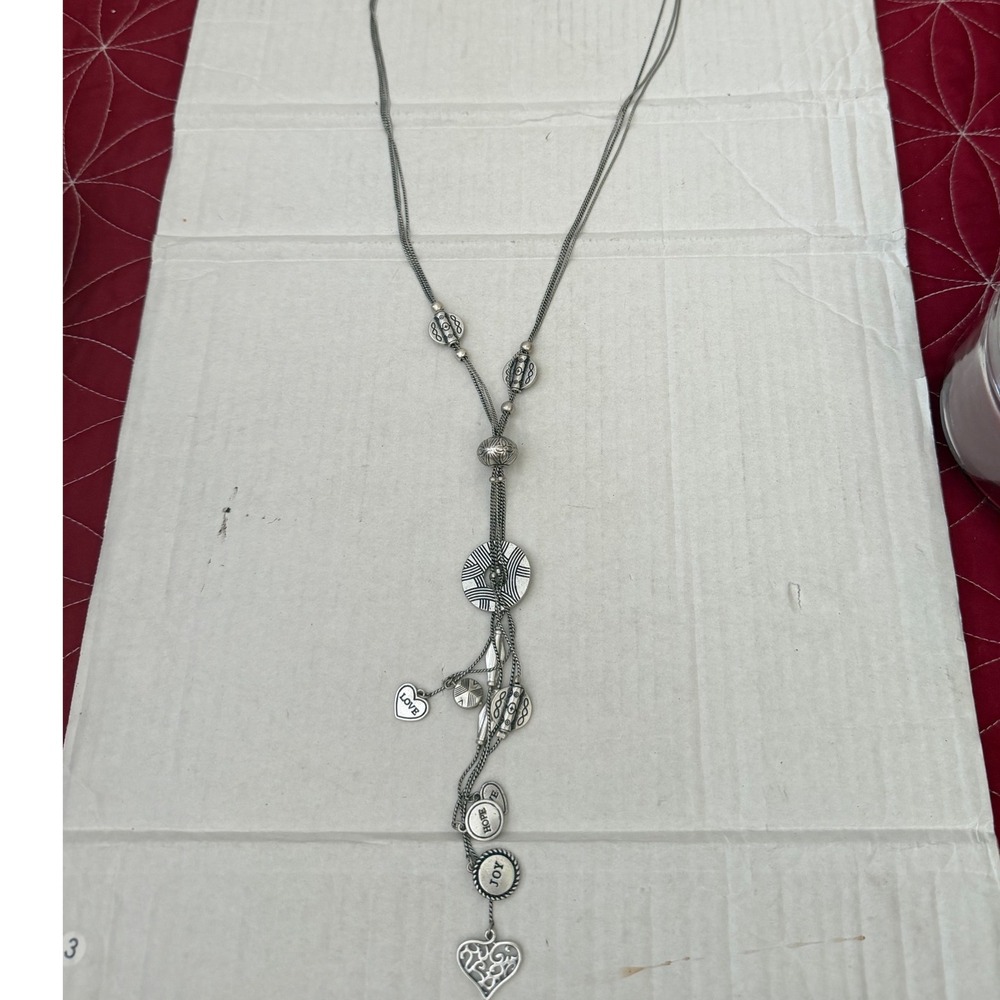 Lia Sophia Menagerie Silver Tone Long Tassel Charm Necklace New
